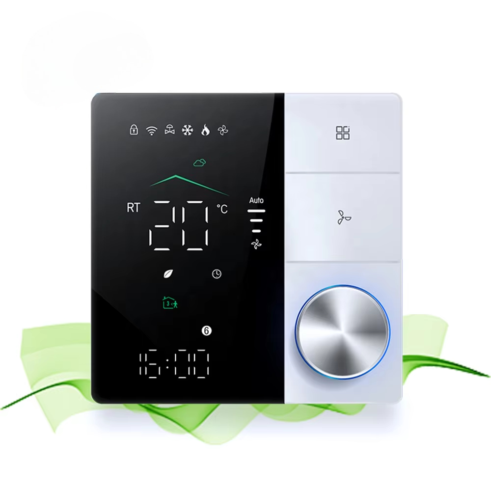 Tuya Smart - ファンコイルユニット用、新鮮空気温度制御、10A、Tuya WiFi対応、セントラル空調用サーモスタット、スマート床暖房パネル