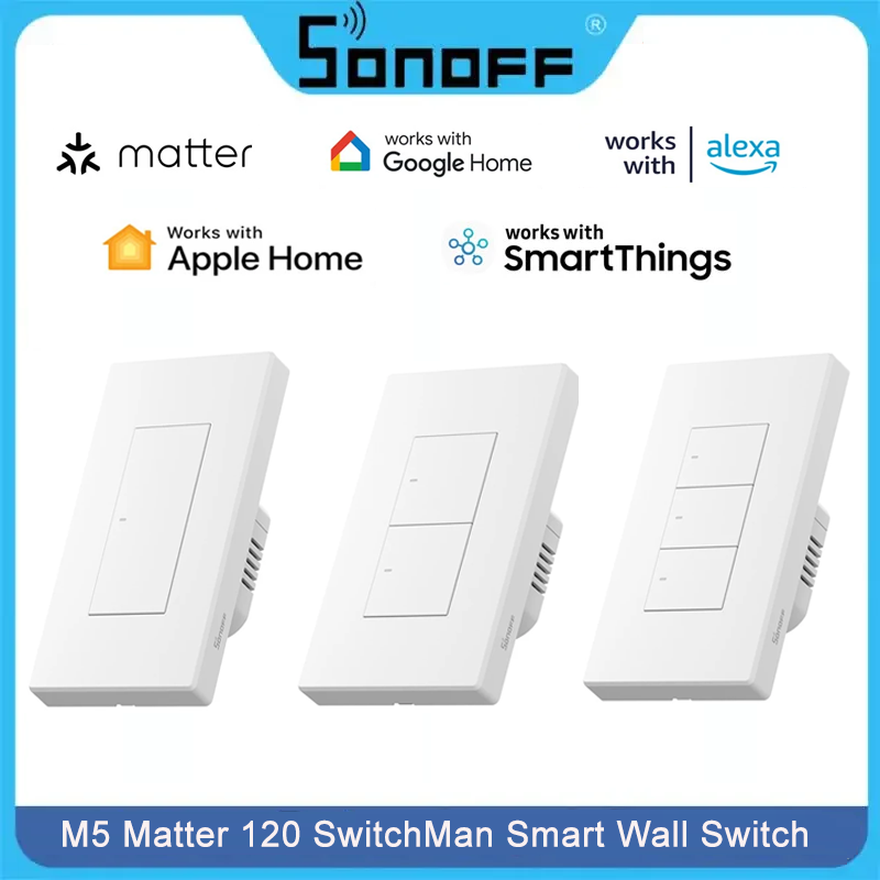 Sonoff - SONOFF M5 Matterスマートウォールスイッチ 120/86タイプ プッシュボタンスイッチ 1/2/3連スイッチフレーム