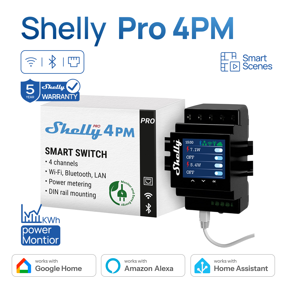 Shelly Plug - Shelly Pro 4PM 4 チャンネルリレー LAN