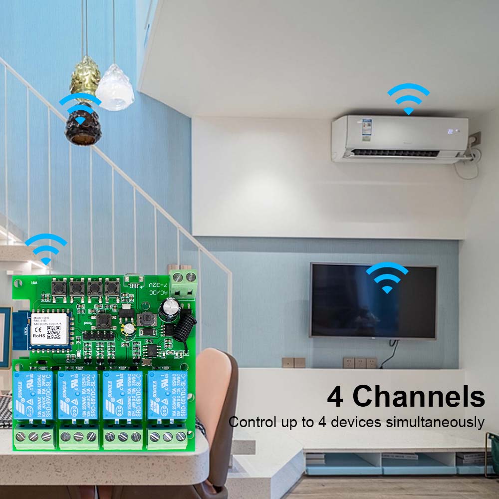 4CH Tuya Wifiスマートリレー 4チャンネルワイヤ - Tuya 4 Channel のレビューと価格