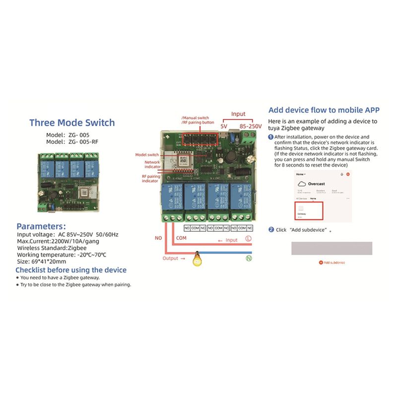 5X 4チャンネル Tuya Zigbee スマートスイッチ - Smart Relay Tuya のレビューと価格