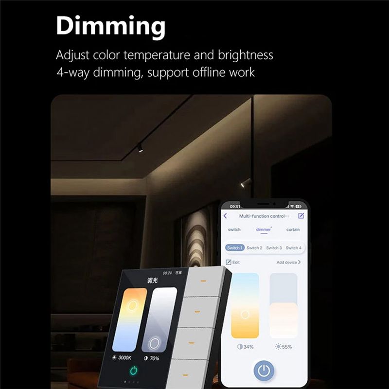 AED6-Tuya Zigbee 3.5 インチスマートウォ - Tuya 4 Channel のレビューと価格